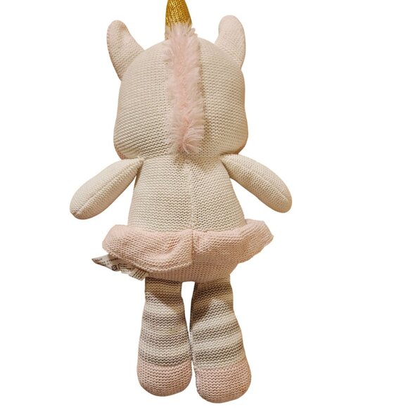 Living Textiles Kenzie Unicorn Knit Plush Doll 16" Pink White & Gold Baby Toy - Picture 3 of 5